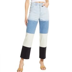 Blank NYC Women’s Baxter Color-Block Straight Leg Jeans Size 28 Style 70RK3038